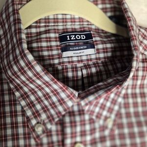 Vintage Izod Men's All Over Stretch XL Red & White Plaid EUC